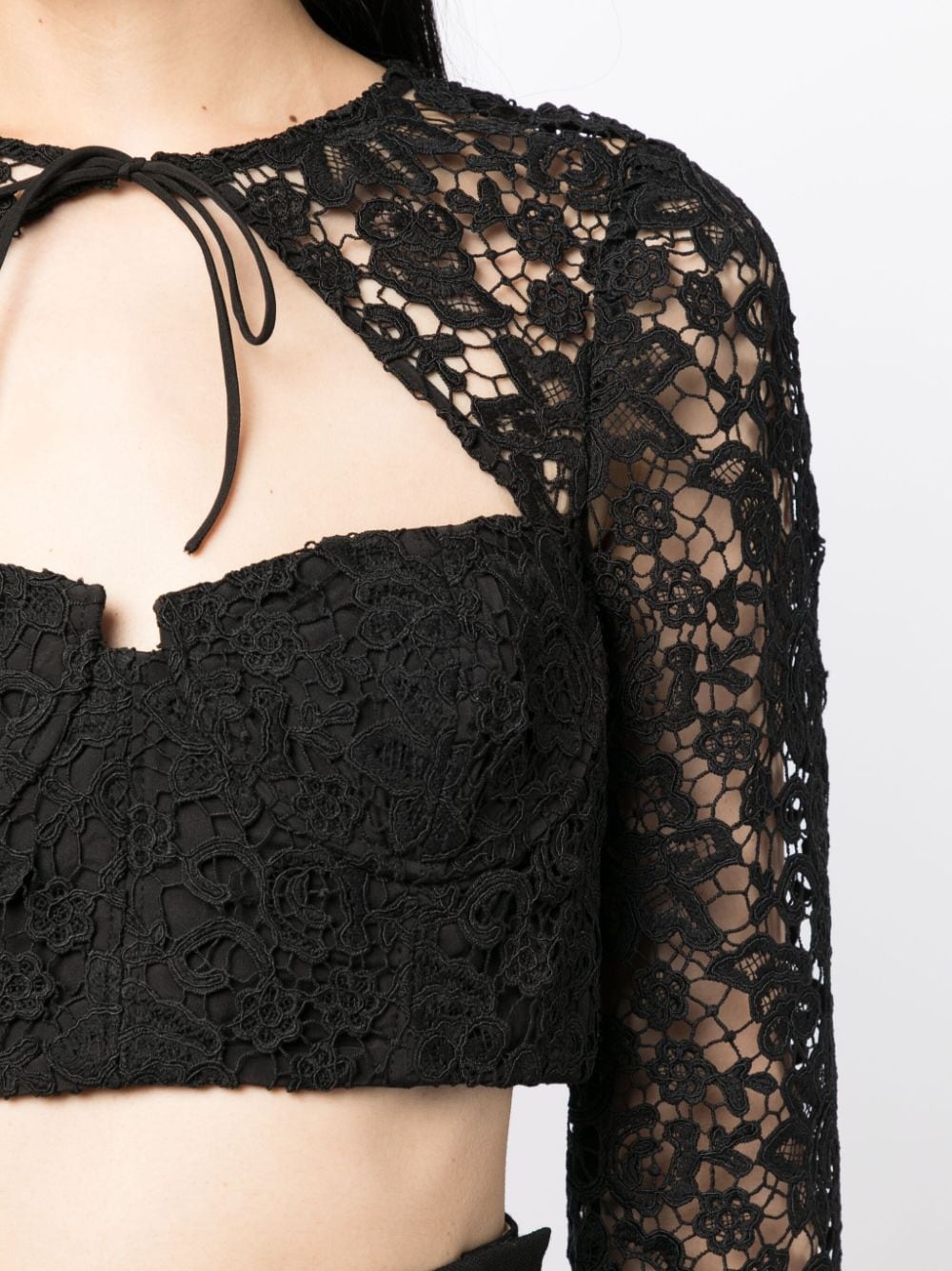 corded-lace crop top - 5