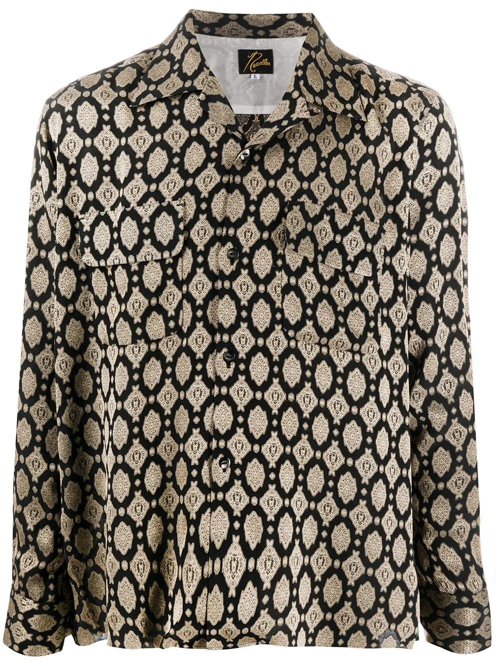 long sleeve baroque print shirt - 1