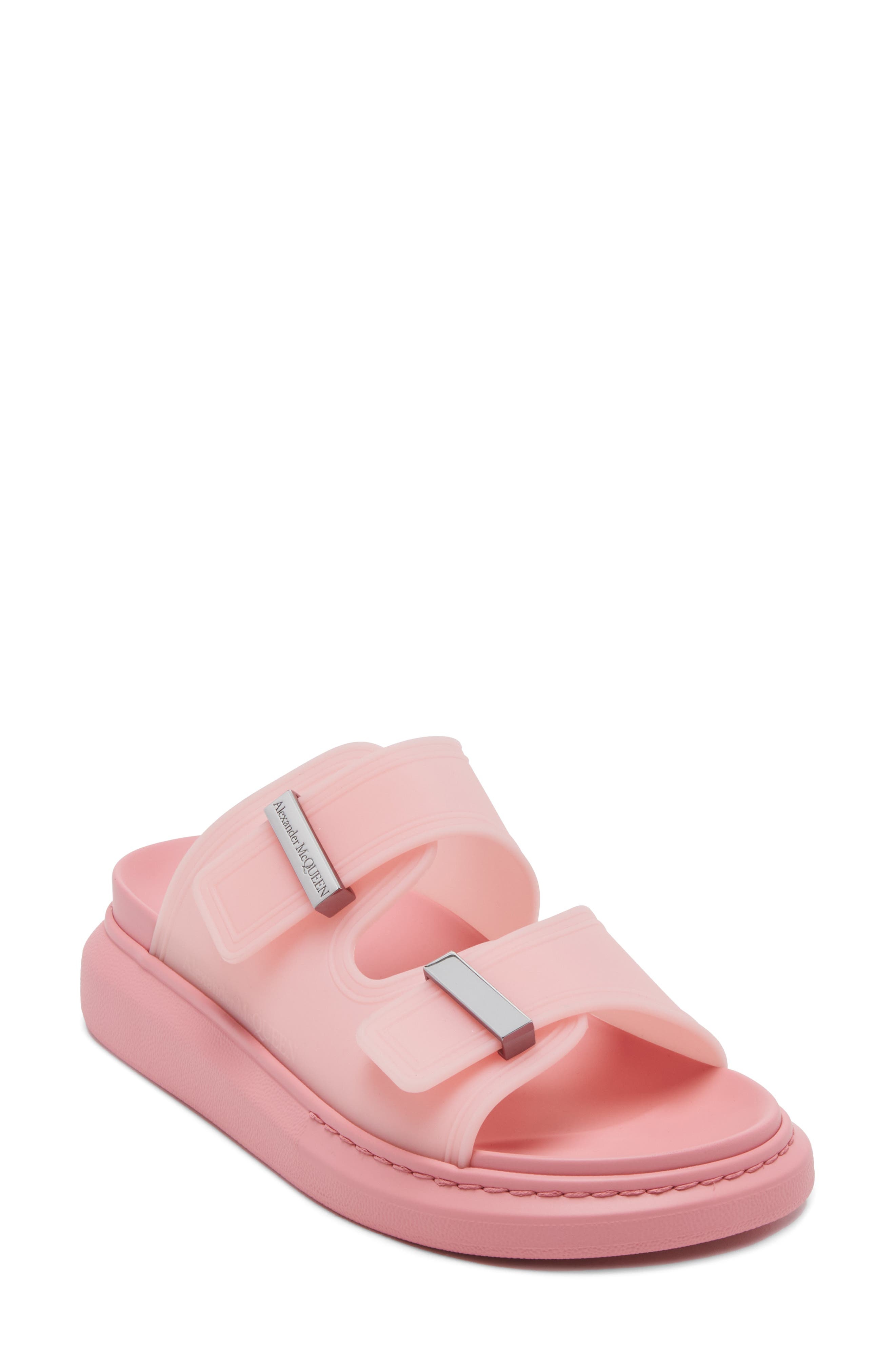 McQueen Oversize Slide Sandal in Pink/Silver at Nordstrom - 9