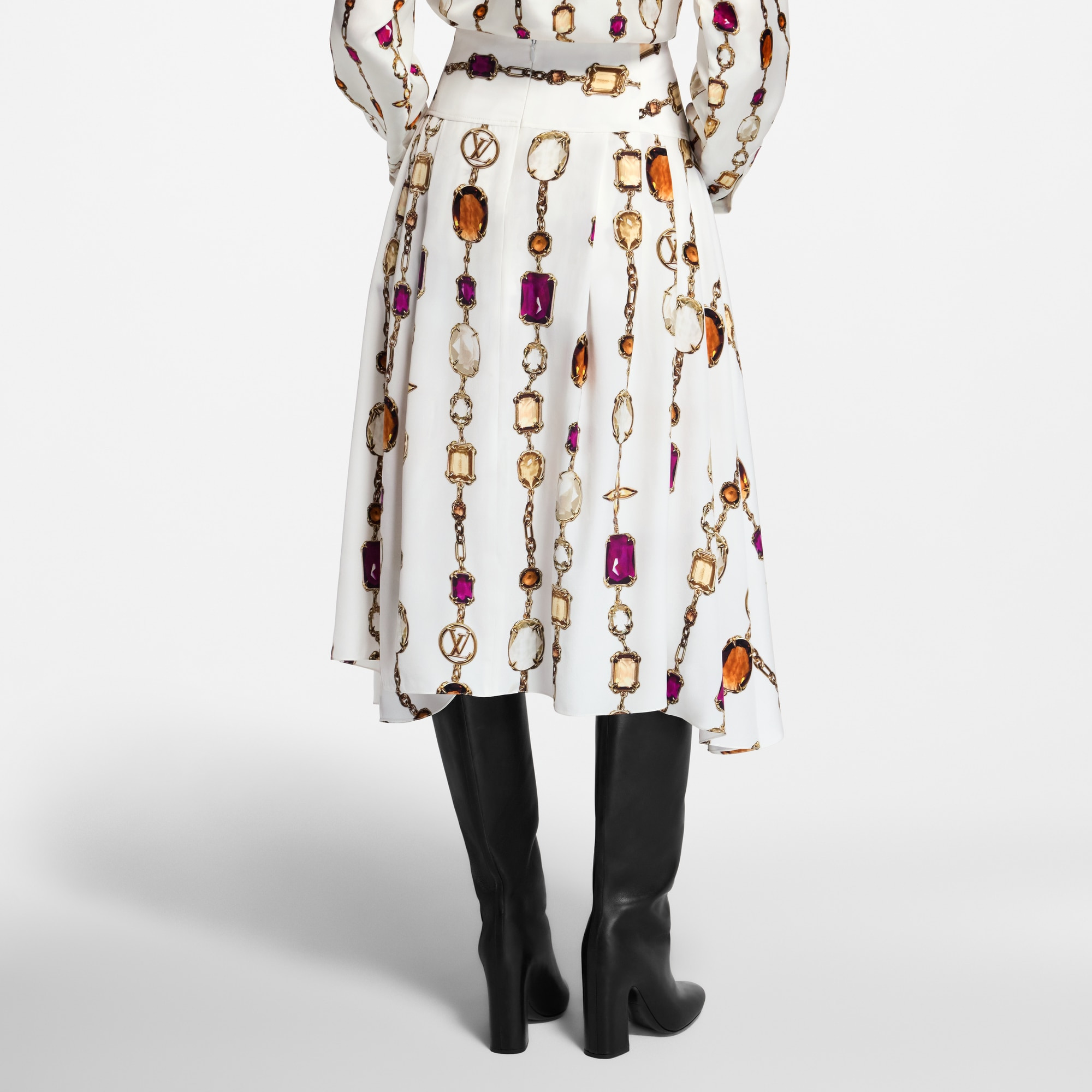 Necklace Print Midi Skirt - 7