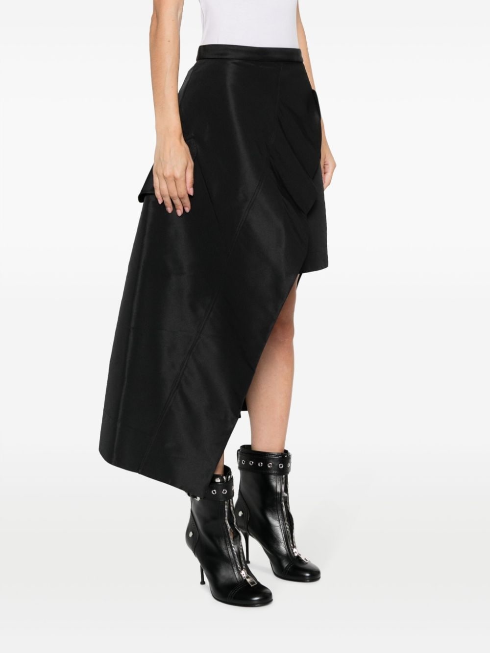 wrap-design asymmetric midi skirt - 3