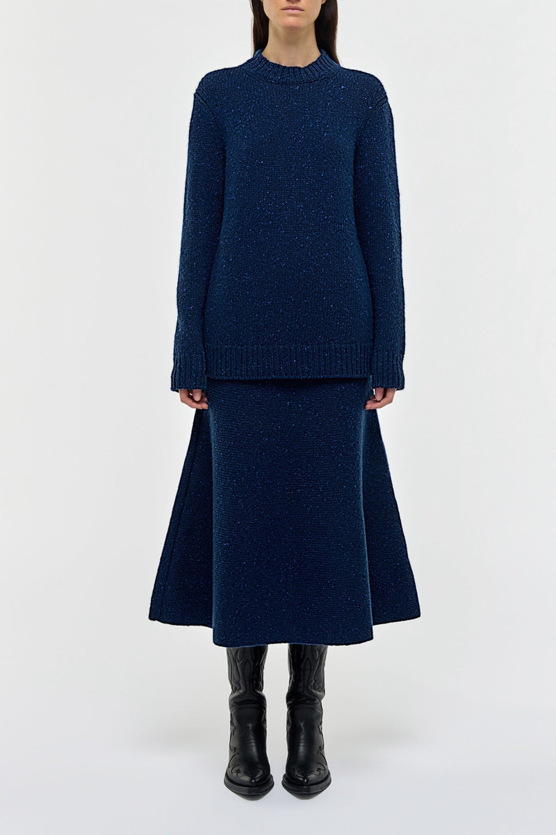 GABRIELA HEARST Alfie Knit Sweater in Electric Navy Speckled Aran Cashmere outlook