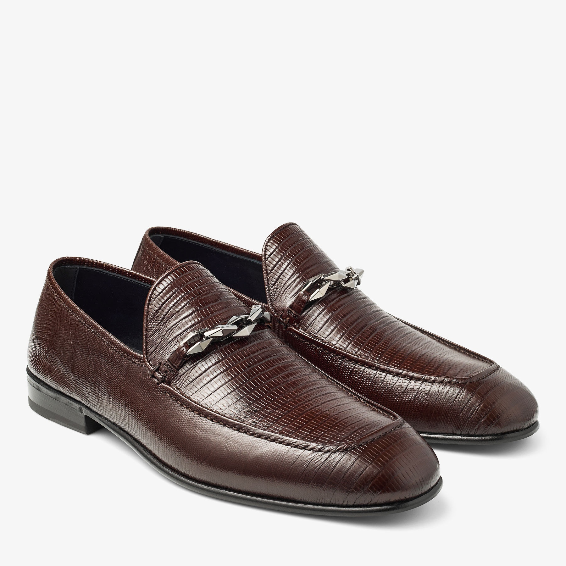 Marti Reverse
Coffee Lizard Printed Leather Loafers - 2