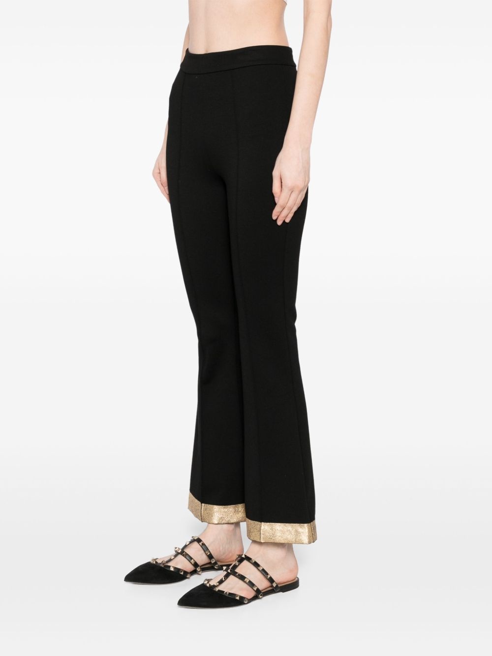 gold-hem flared trousers - 3