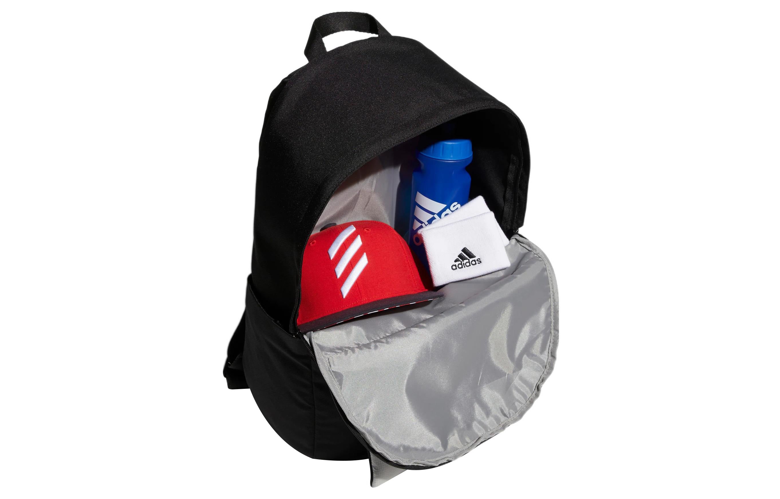 adidas Detachable Pocket Large Capacity Zipper Schoolbag Backpack Pure Black HR8169 - 4