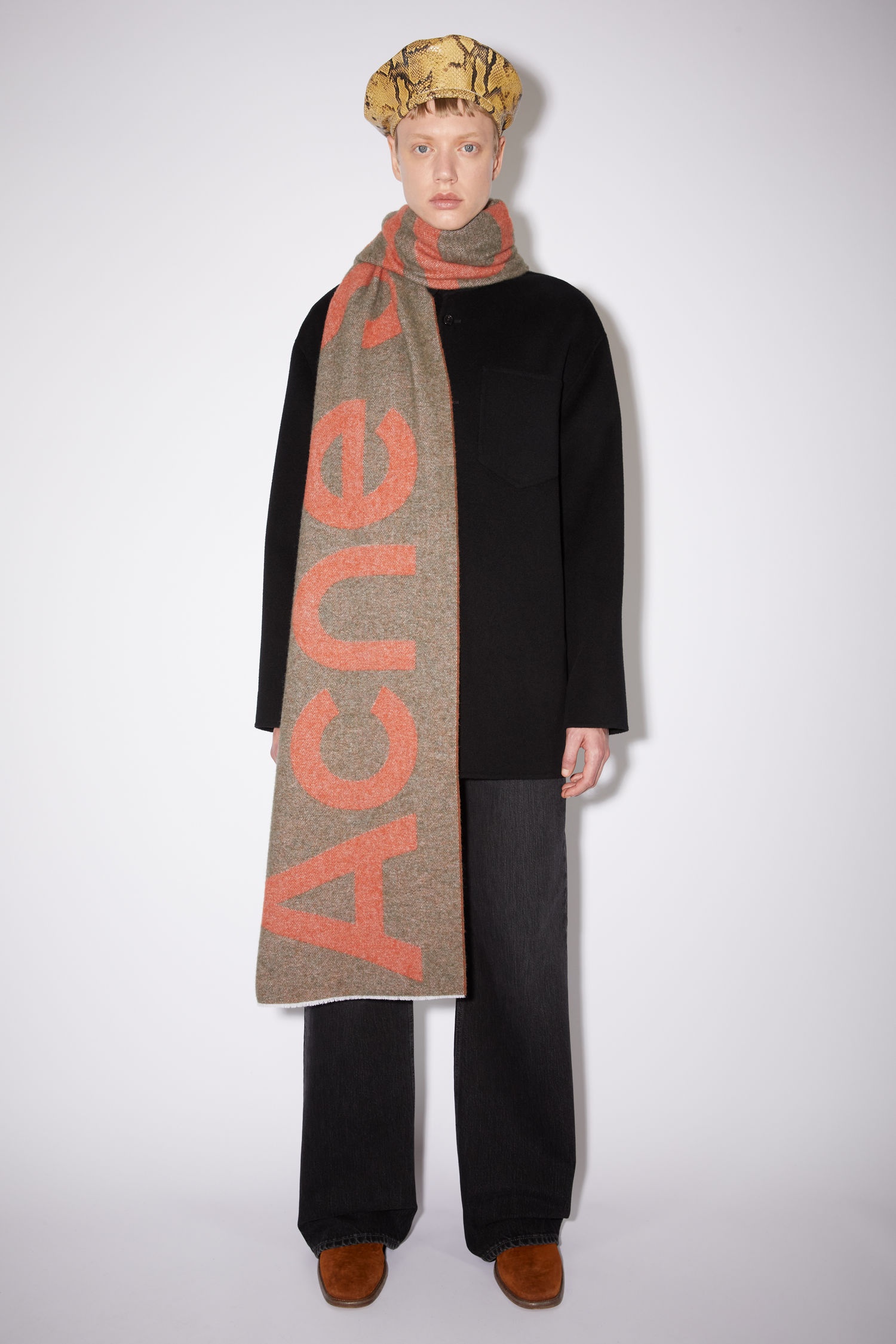 Logo jacquard scarf - Brown/rust orange - 3