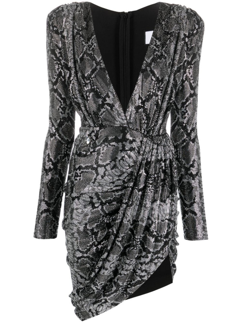 plunging V-neck rhinestone minidress 1
