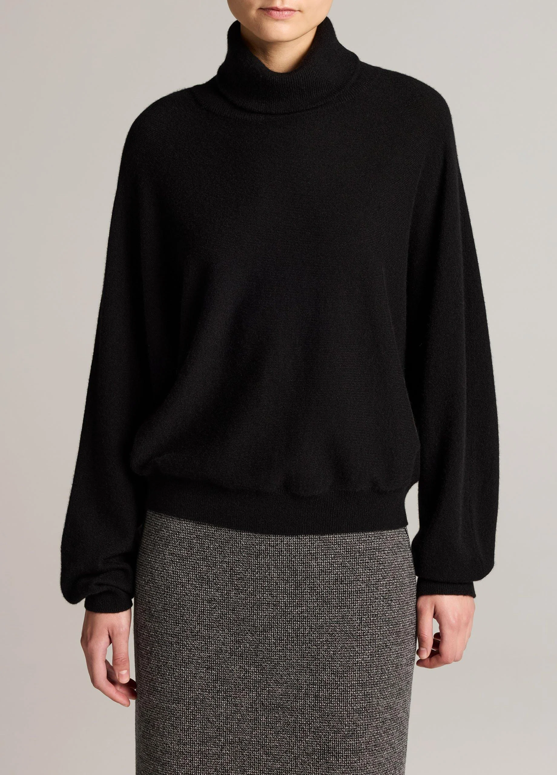 Wool-Cashmere Dolman-Sleeve Turtleneck Sweater - 1