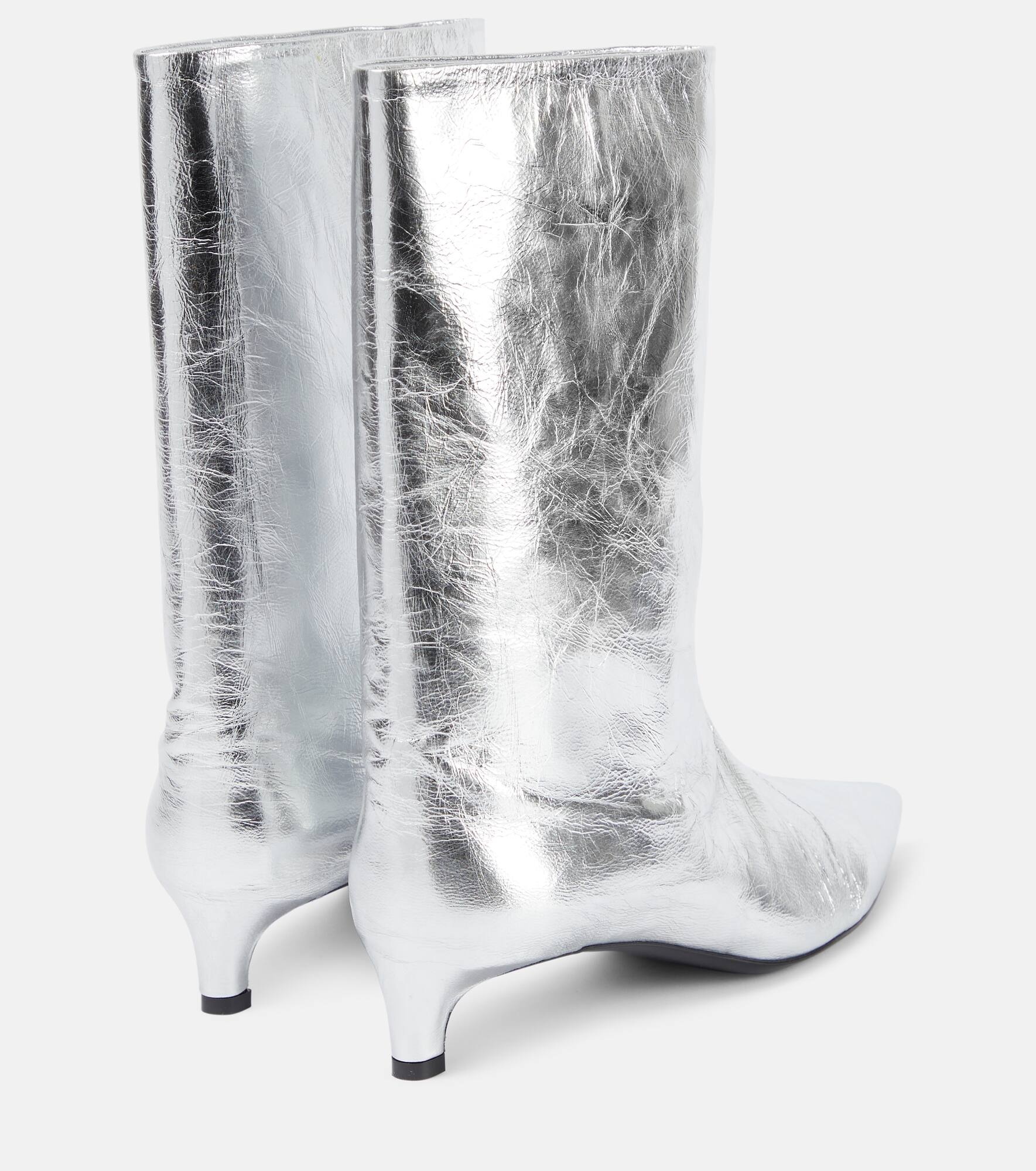 Metallic leather ankle boots - 3