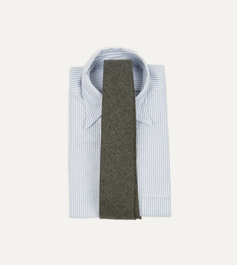 Drake's Grey Brushed Solid Hand Rolled Wool Tie outlook