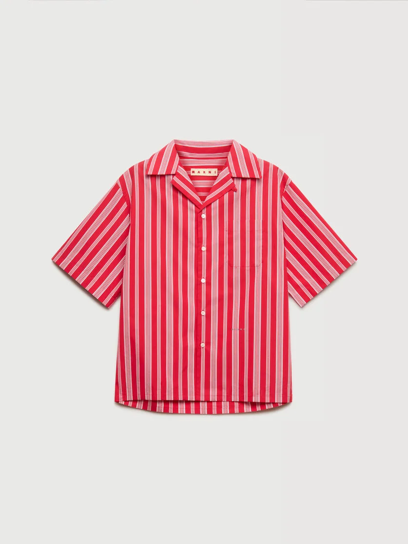 RED STRIPED POPLIN SHIRT - 1