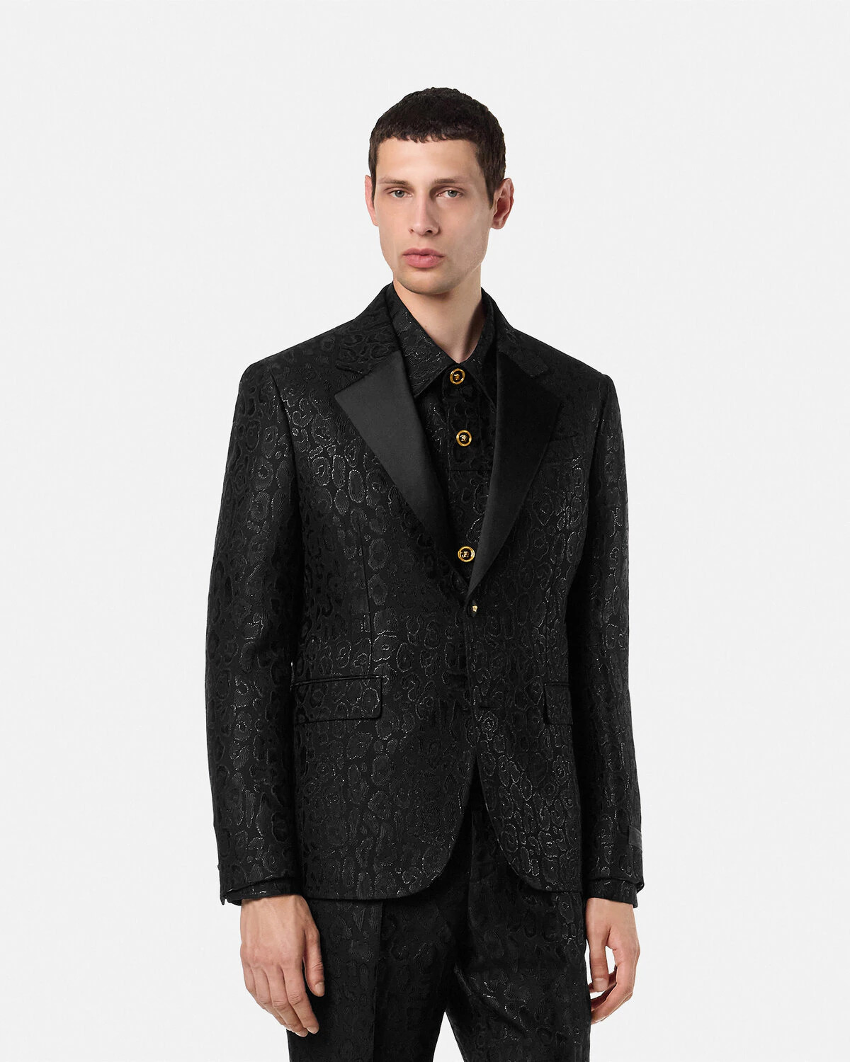 Leopard Jacquard Single-Breasted Blazer - 4