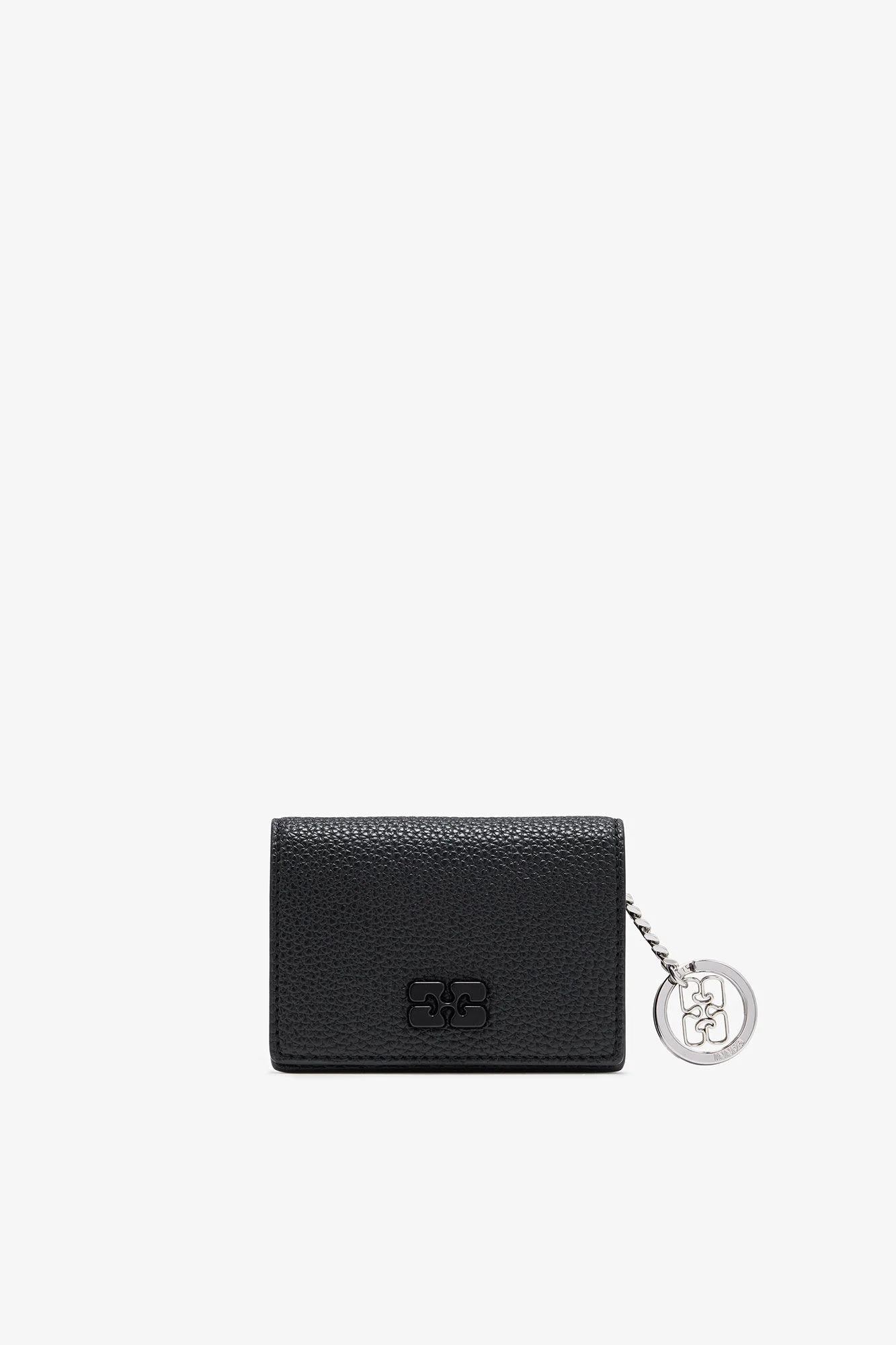 BLACK GRAINED GANNI BOU CARD HOLDER WITH FLAP - 1