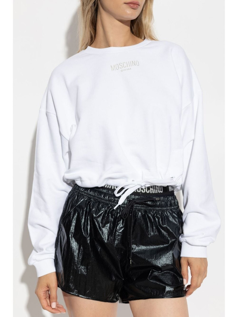 Moschino logo-waistband mini shorts outlook