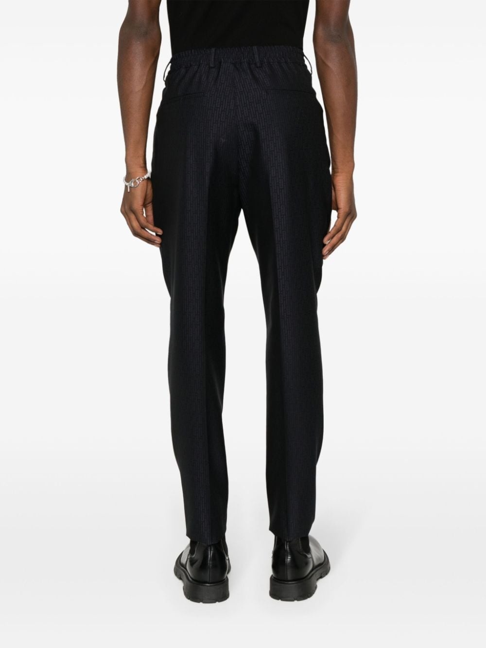 FF-jacquard tapered wool trousers - 4