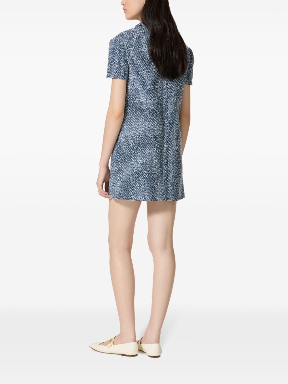 short-sleeve tweed minidress - 4