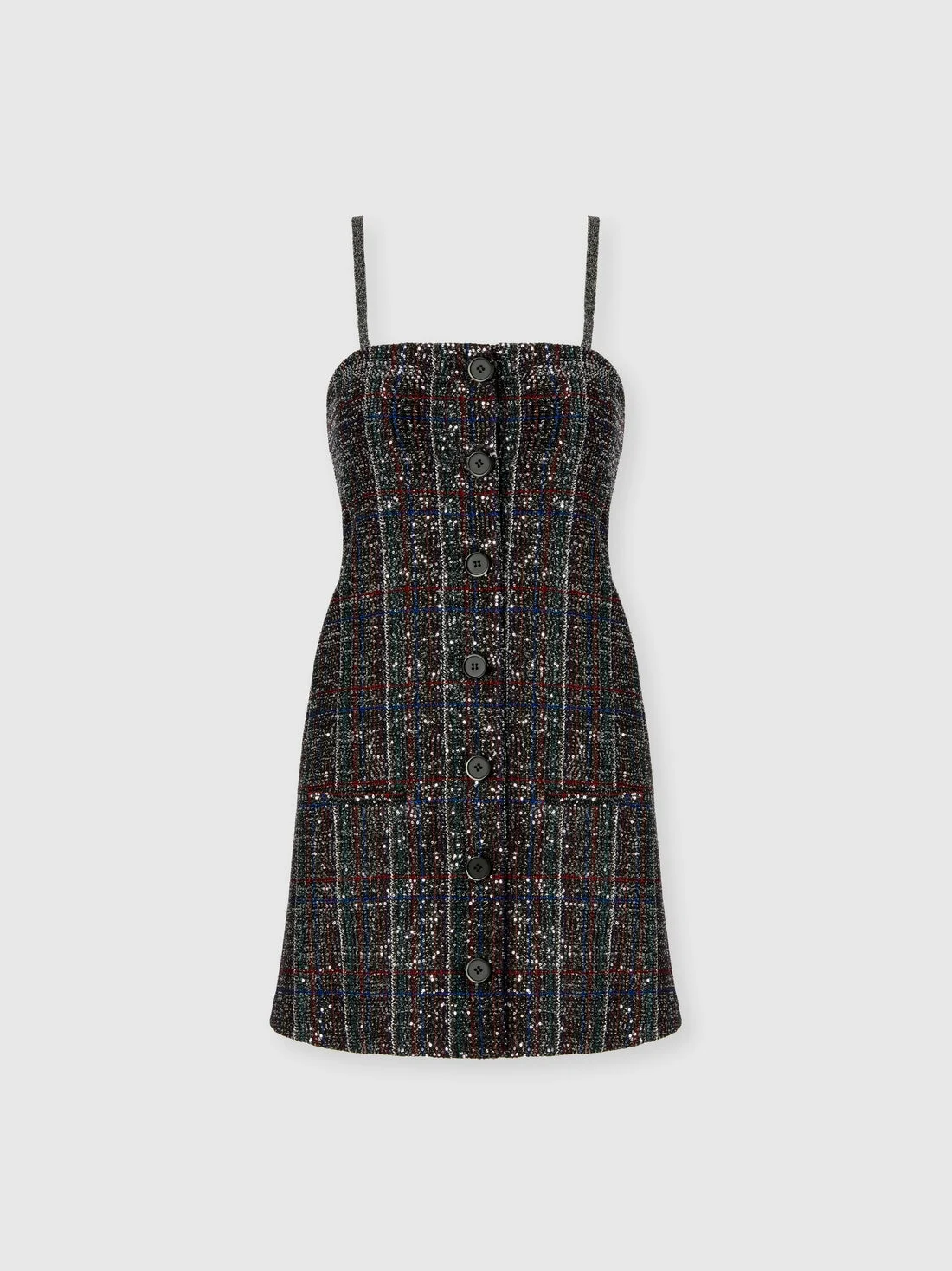 Mini button-up dress with check pattern - 1