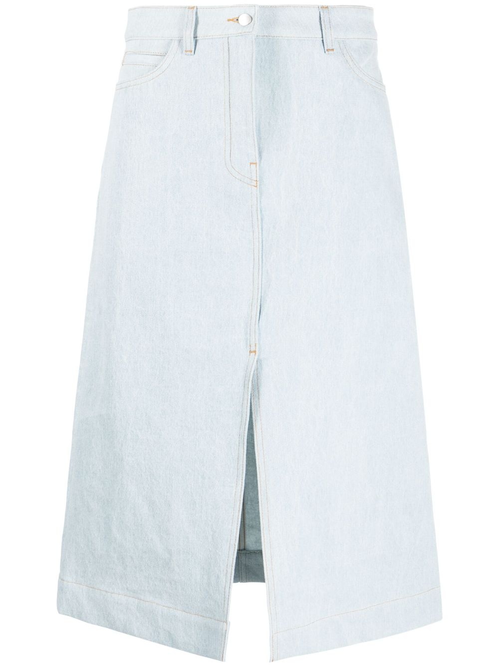 slit-detail denim midi skirt - 1