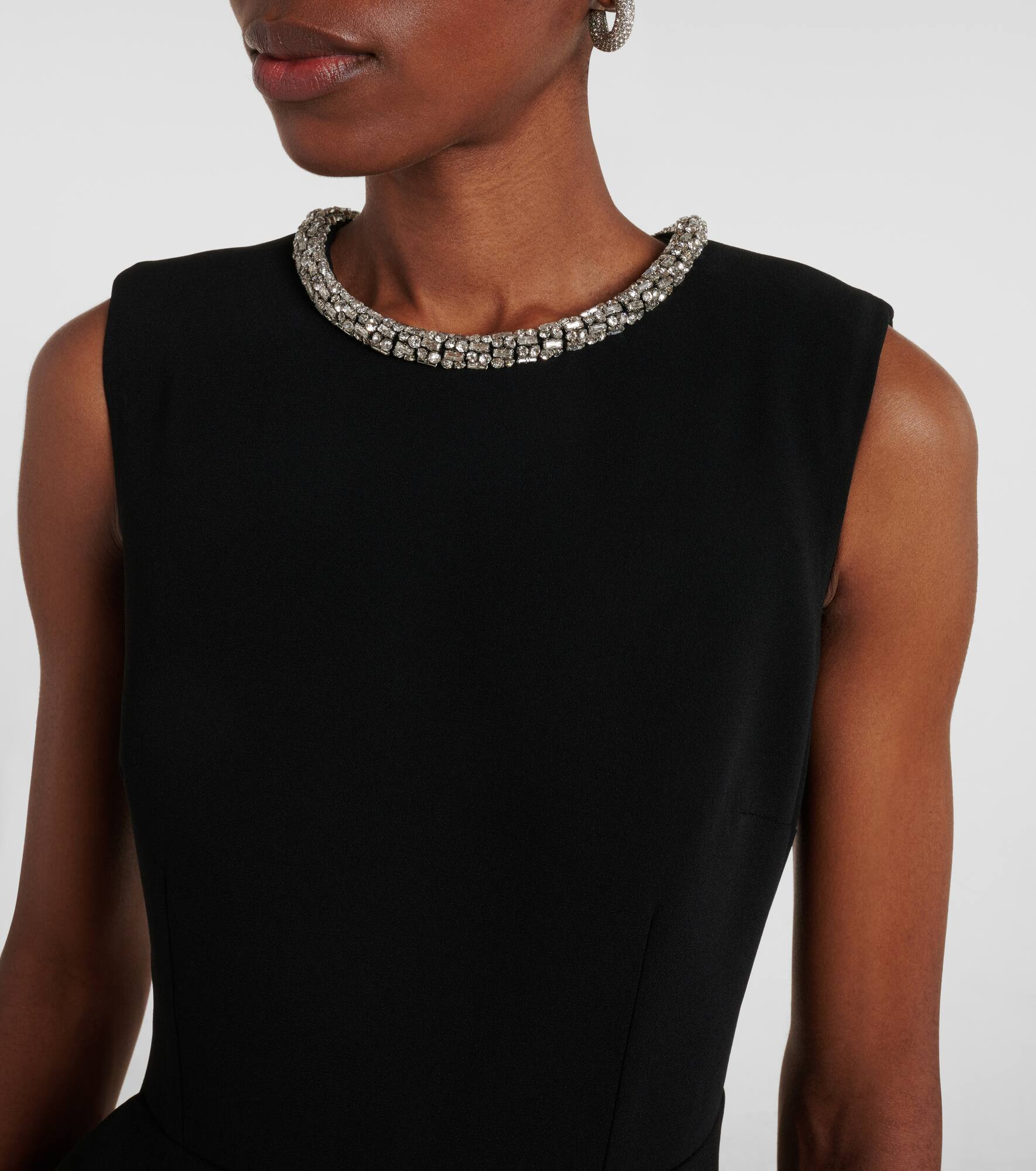 Embellished peplum satin crêpe midi dress - 4