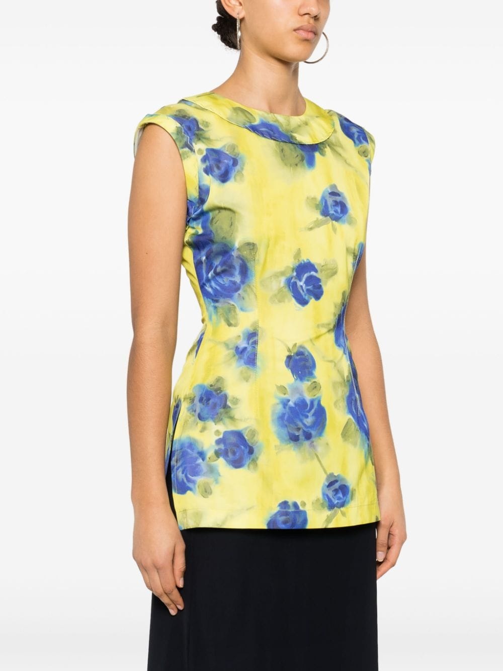 floral-print taffeta top - 3