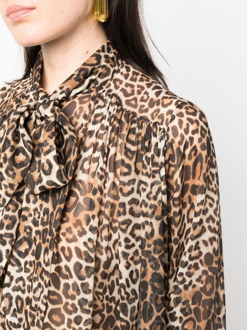 leopard-print silk blouse - 5