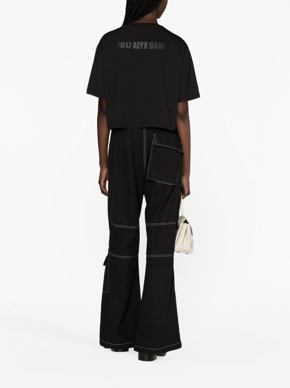 logo-print cropped cotton T-shirt - 4