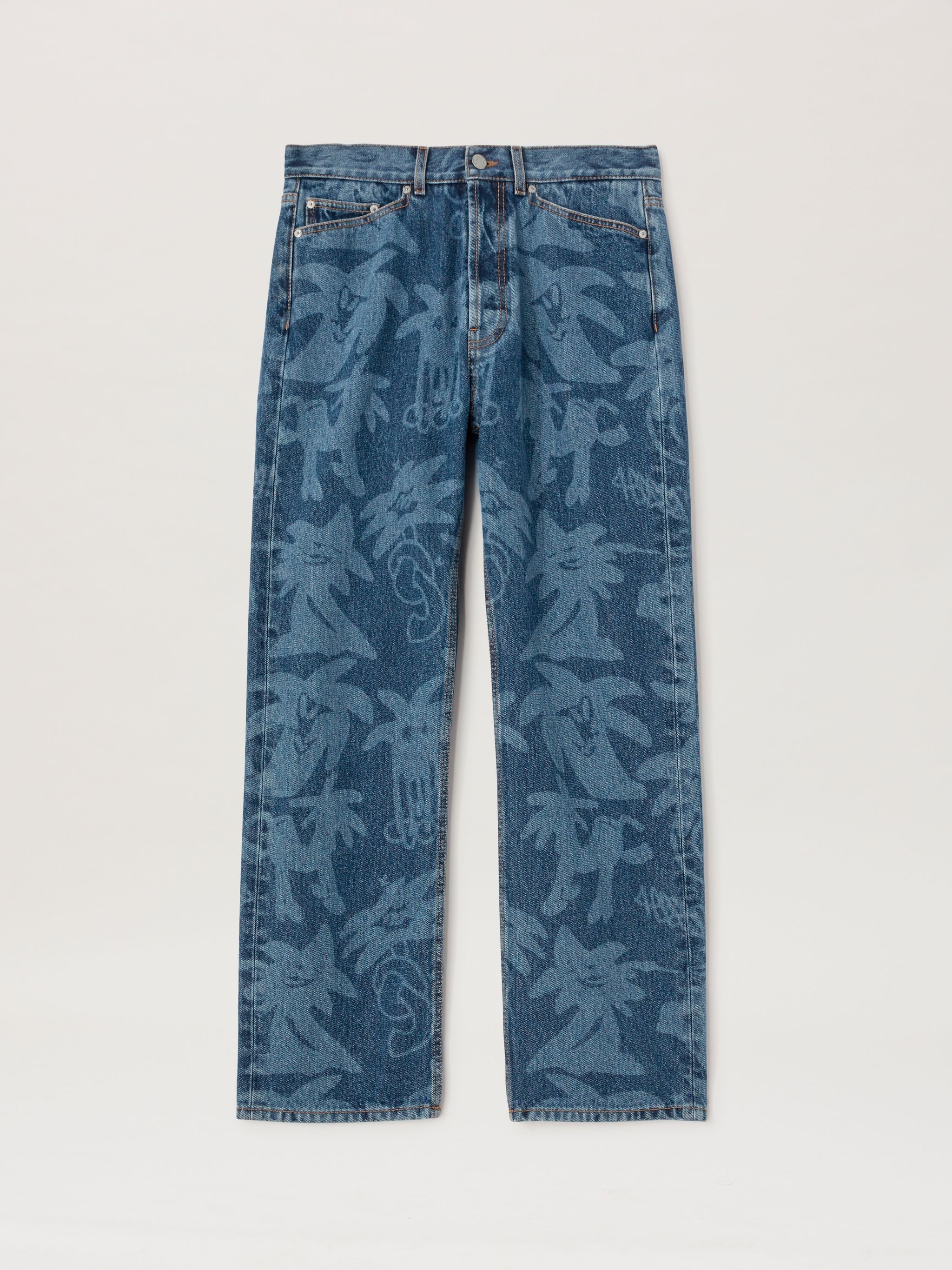 Palms Sunrise Baggy Denim Pants in blue - Palm Angels® Official