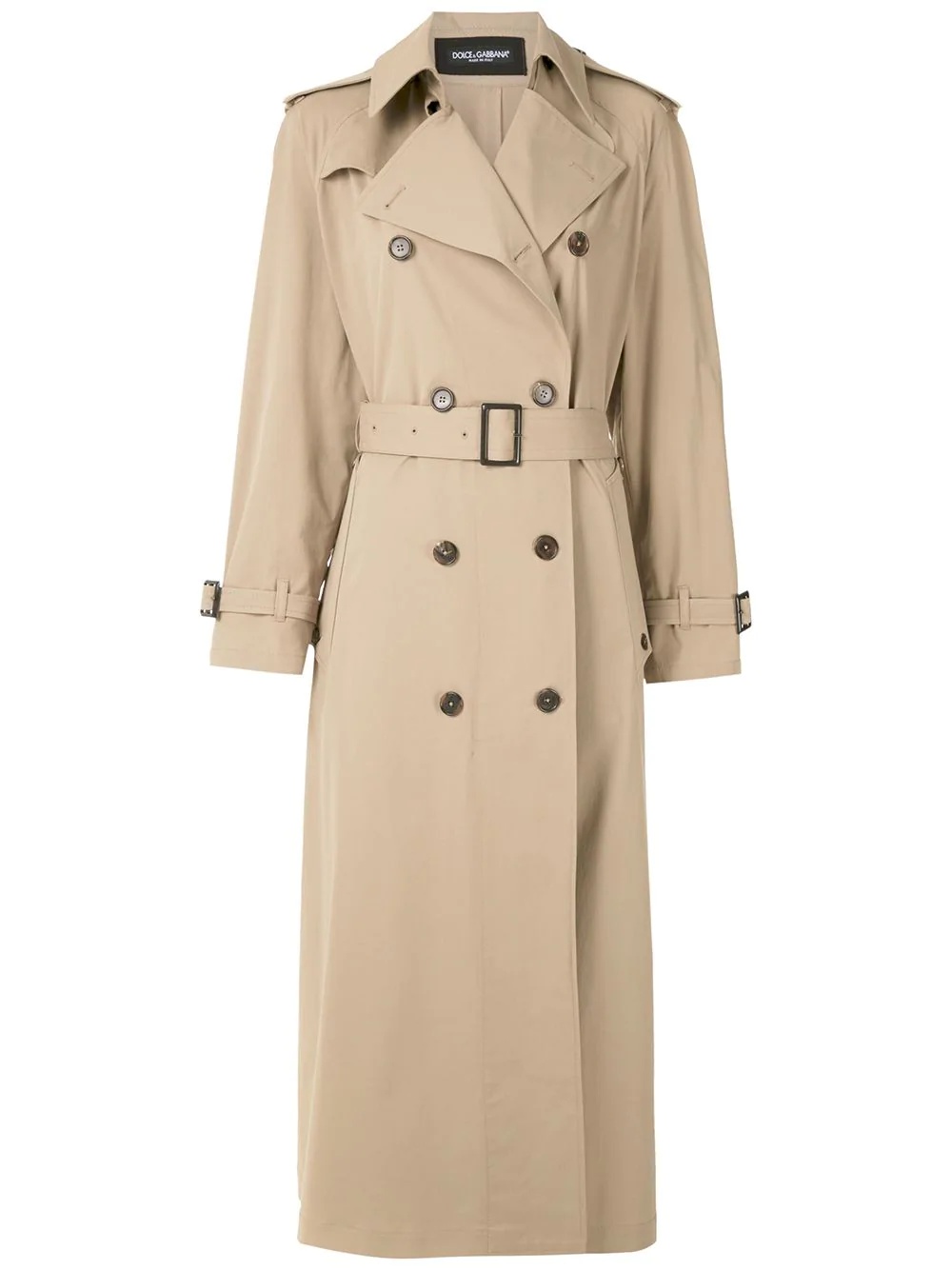 double-breasted long trench coat - 1