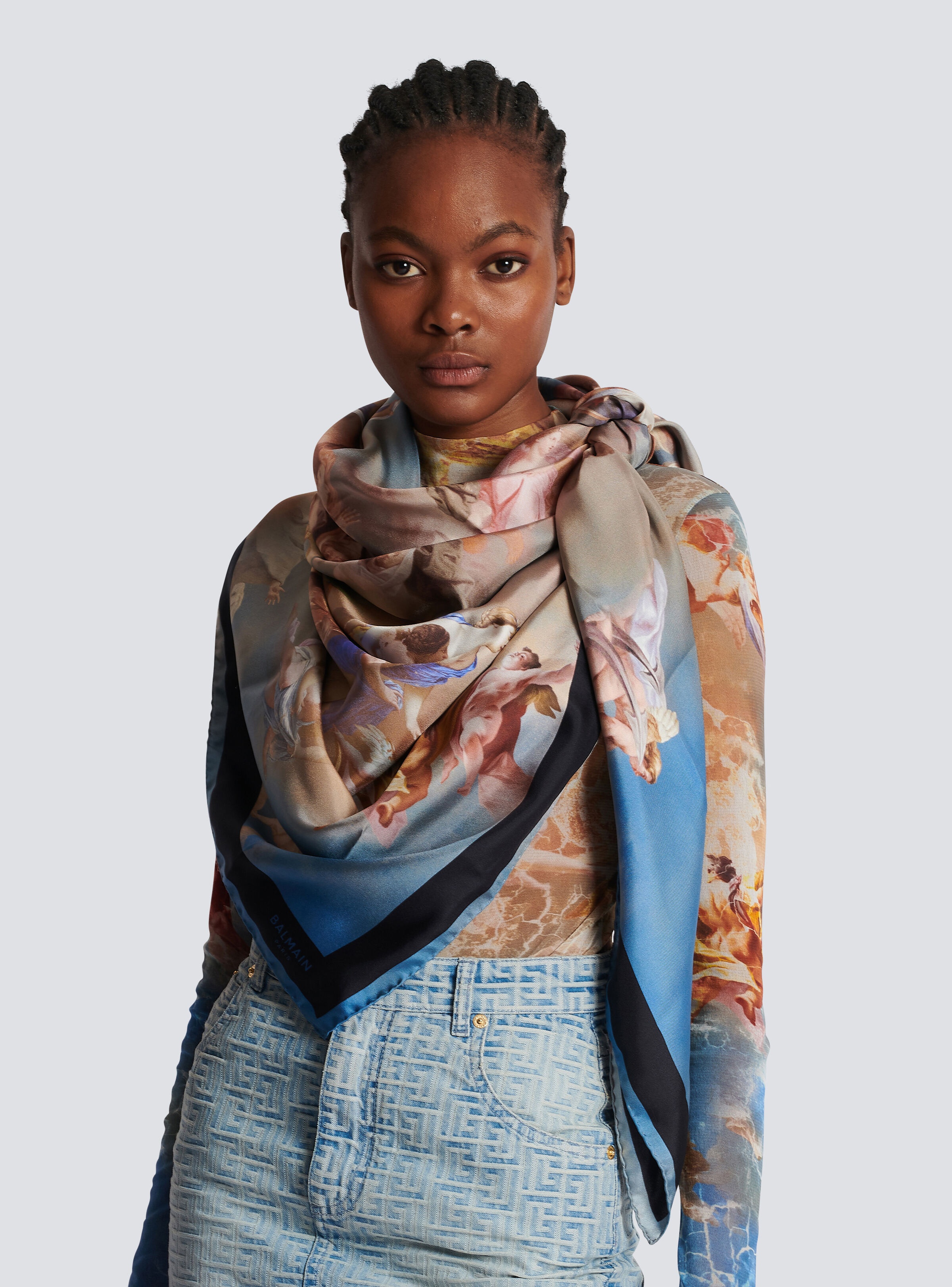 Sky printed silk scarf - 2
