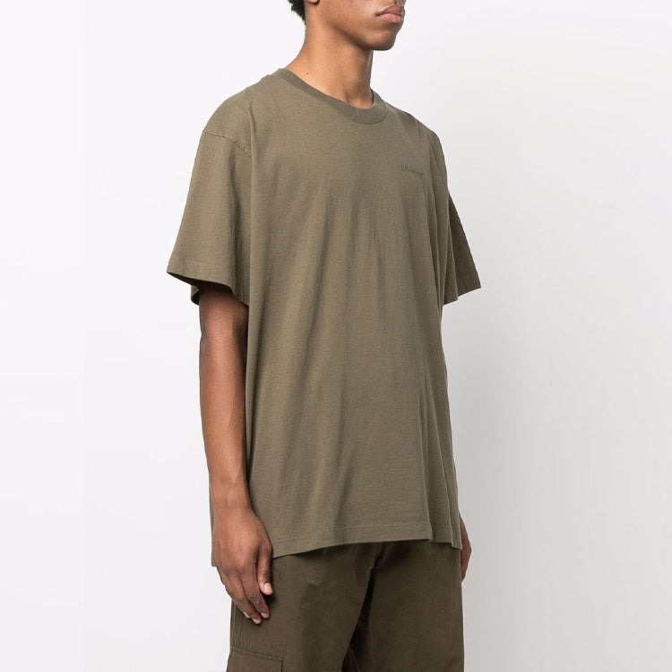 Off-White Diag Tab Solid Color Round Neck Short Sleeve Olive Green OMAA038S22JER0025656 - 3