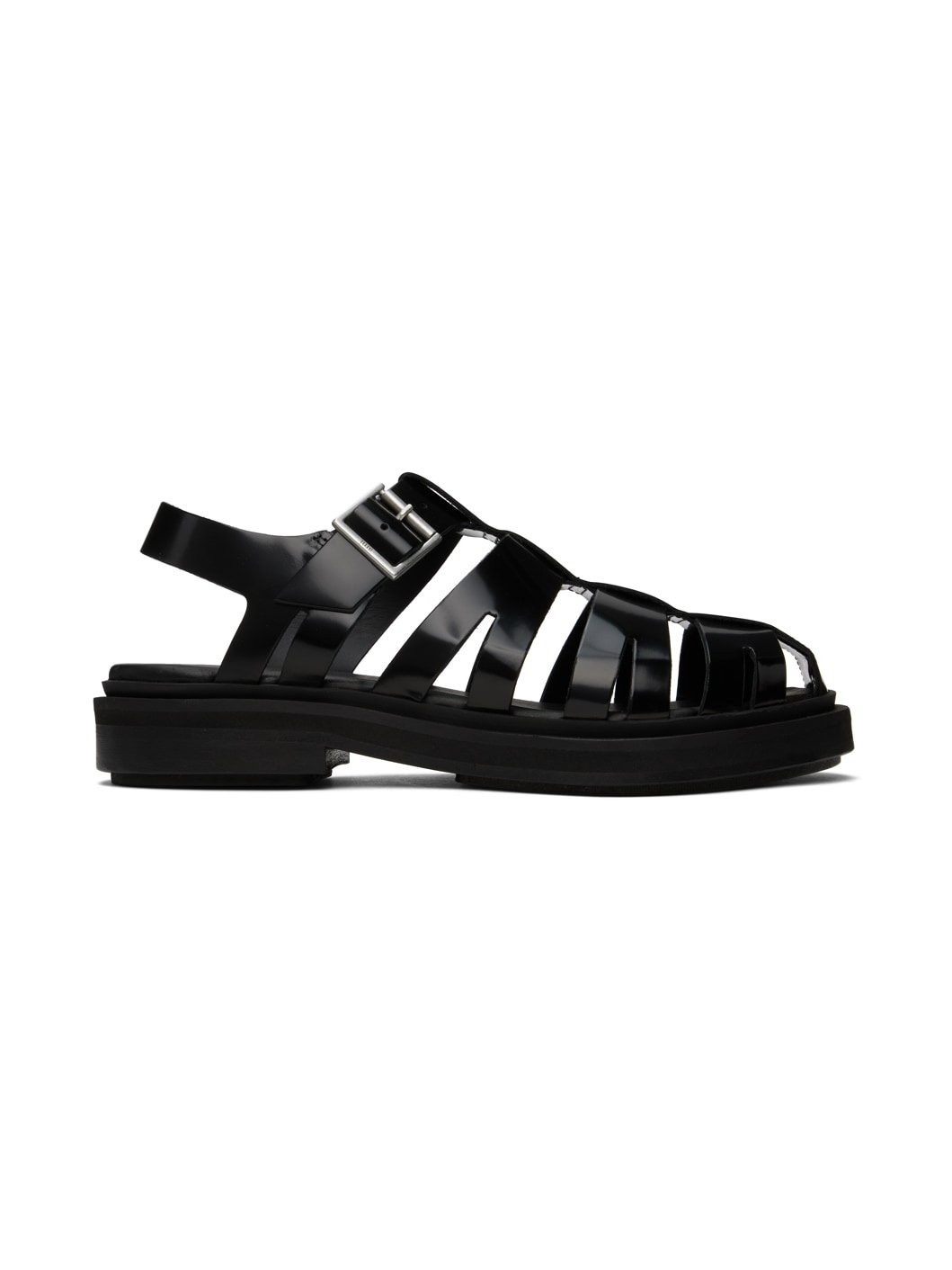 Black Anatomical Toe Fisherman Sandals - 1