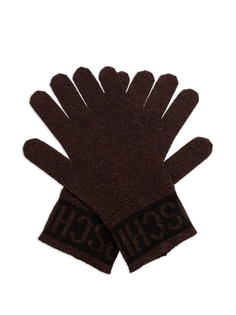 Moschino logo-detail glitter-effect gloves outlook