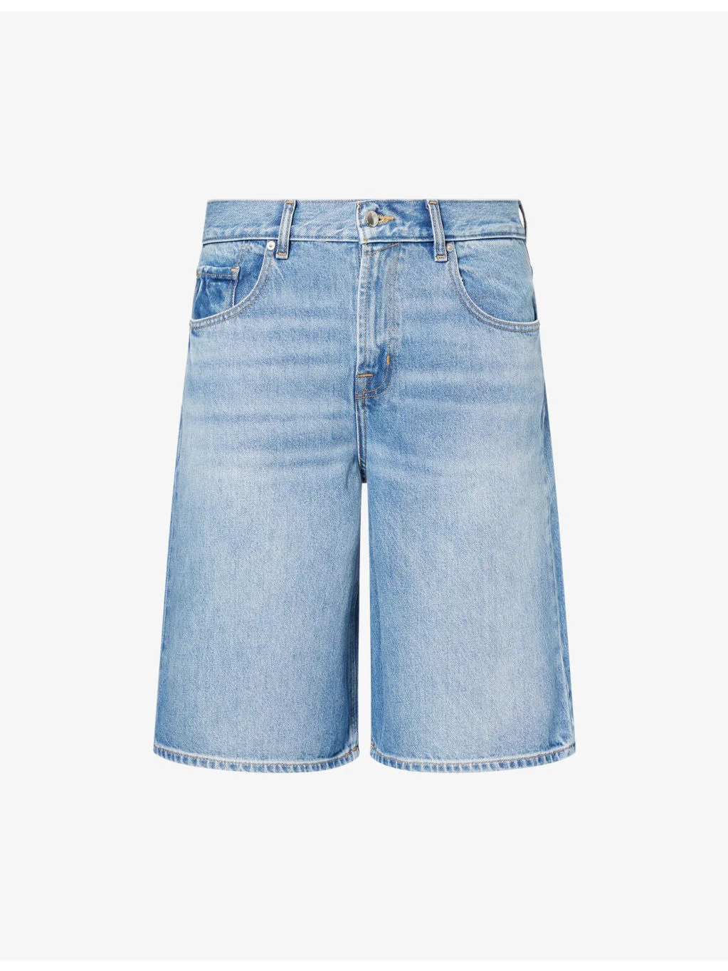 Wide-Leg Cotton Denim Shorts - 1