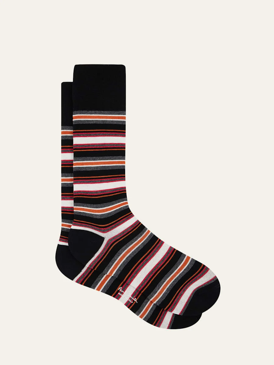 Men's Mixed Stripe Crew Socks - 1