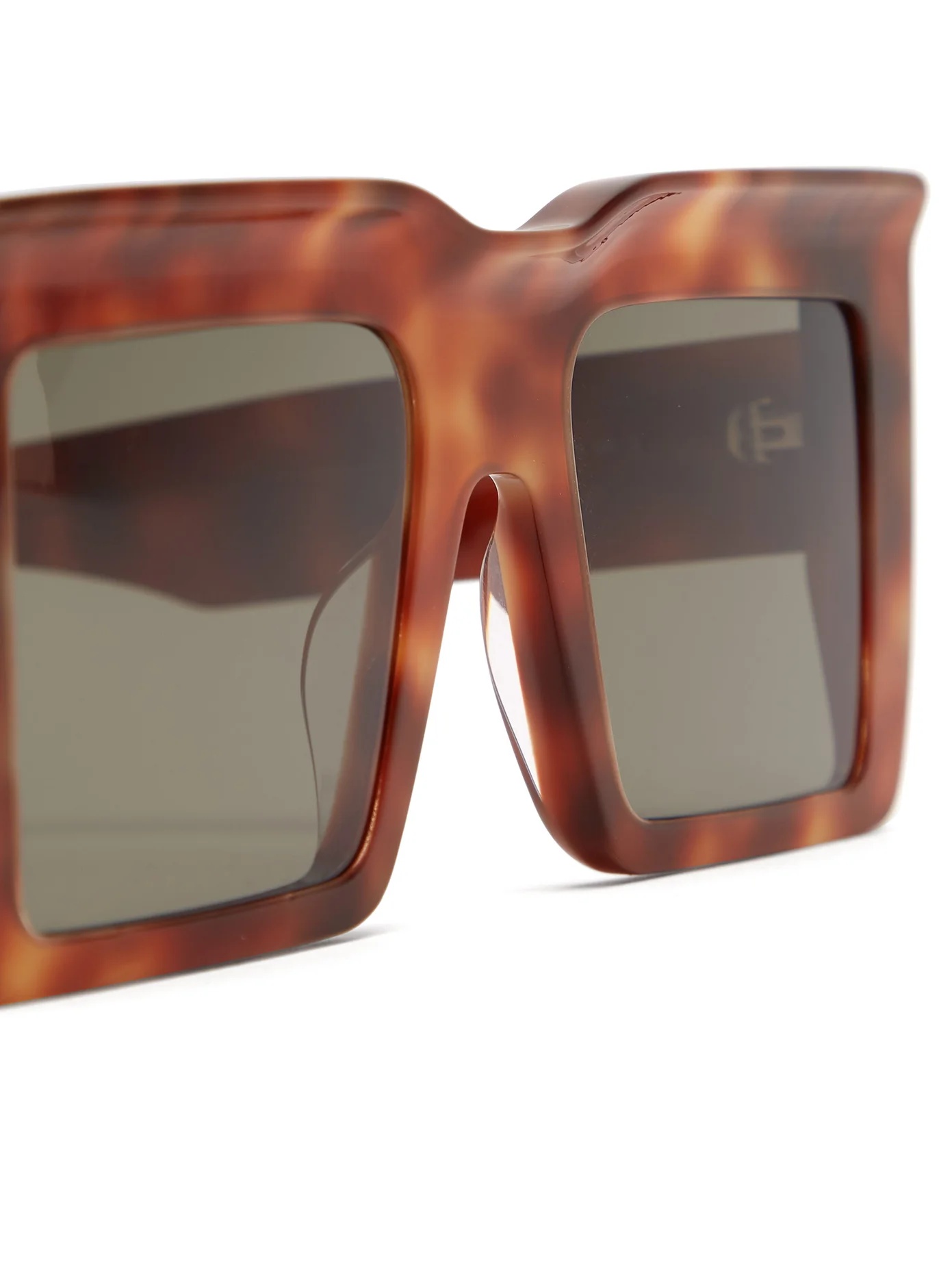 Square-frame tortoiseshell acetate sunglasses - 5