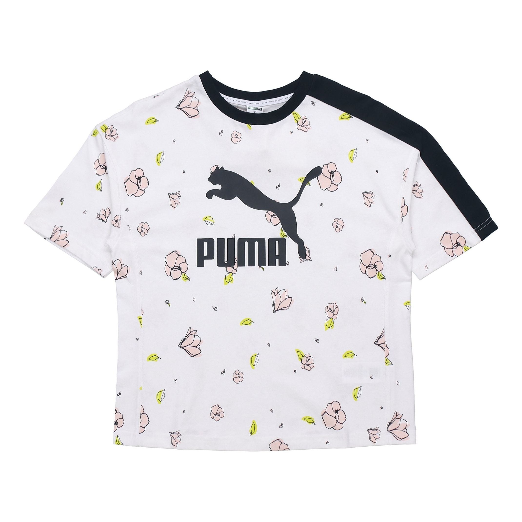 (WMNS) PUMA Casual Full Print Round Neck Short Sleeve White 532043-02 - 1