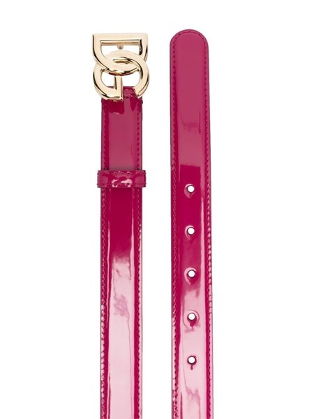 patent leather belt with logo plaque - 2