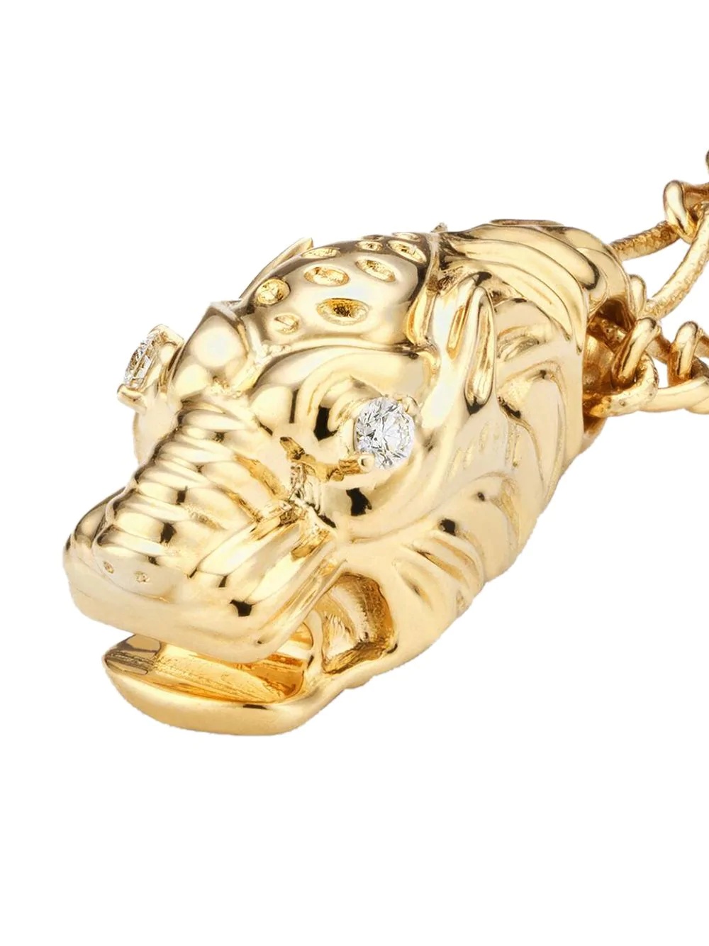 18kt yellow gold diamond tiger head necklace - 3