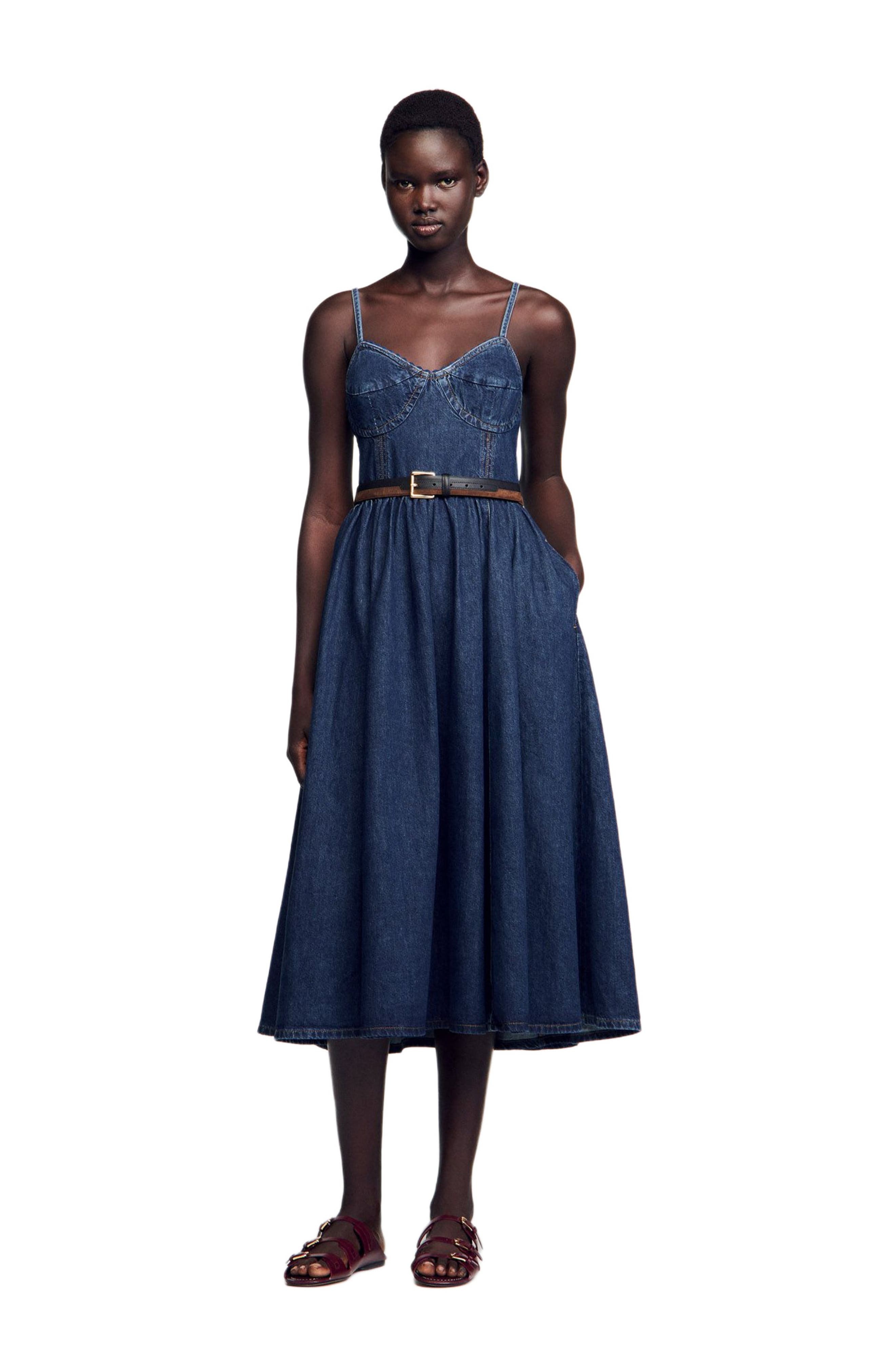 SANDRO Midi denim dress in Blue Jean at Nordstrom - 3