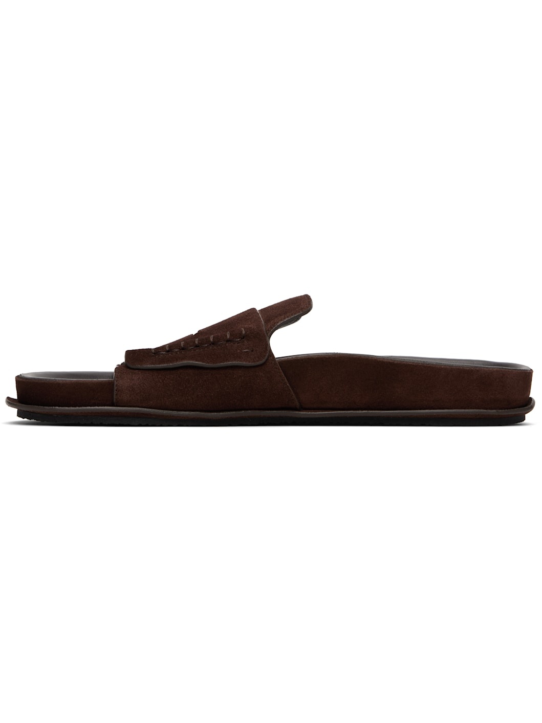 Brown Suede Loafer Sandals - 3