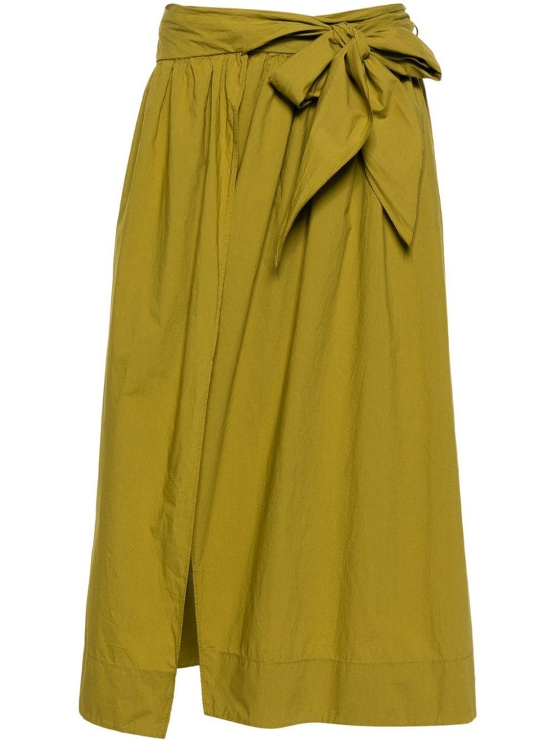 ruched-detail cotton full skirt 1