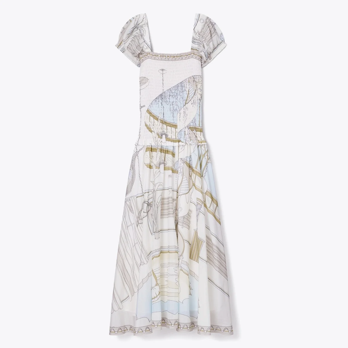 Printed Smocked Dress - 1