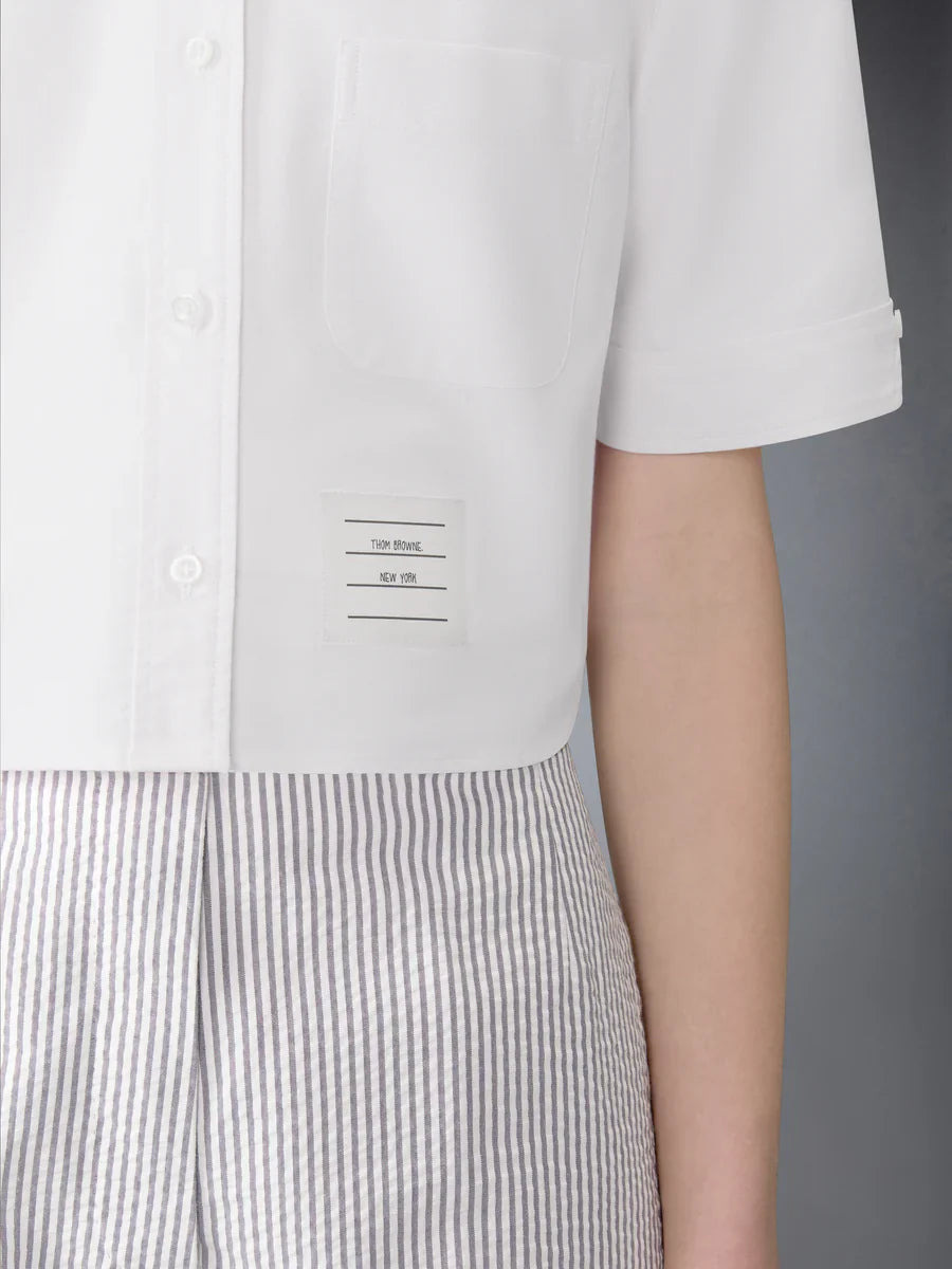 Oxford Cropped Short Sleeve Shirt Women - 6