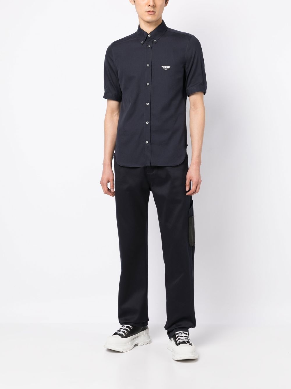 embroidered-logo straight-leg trousers - 2