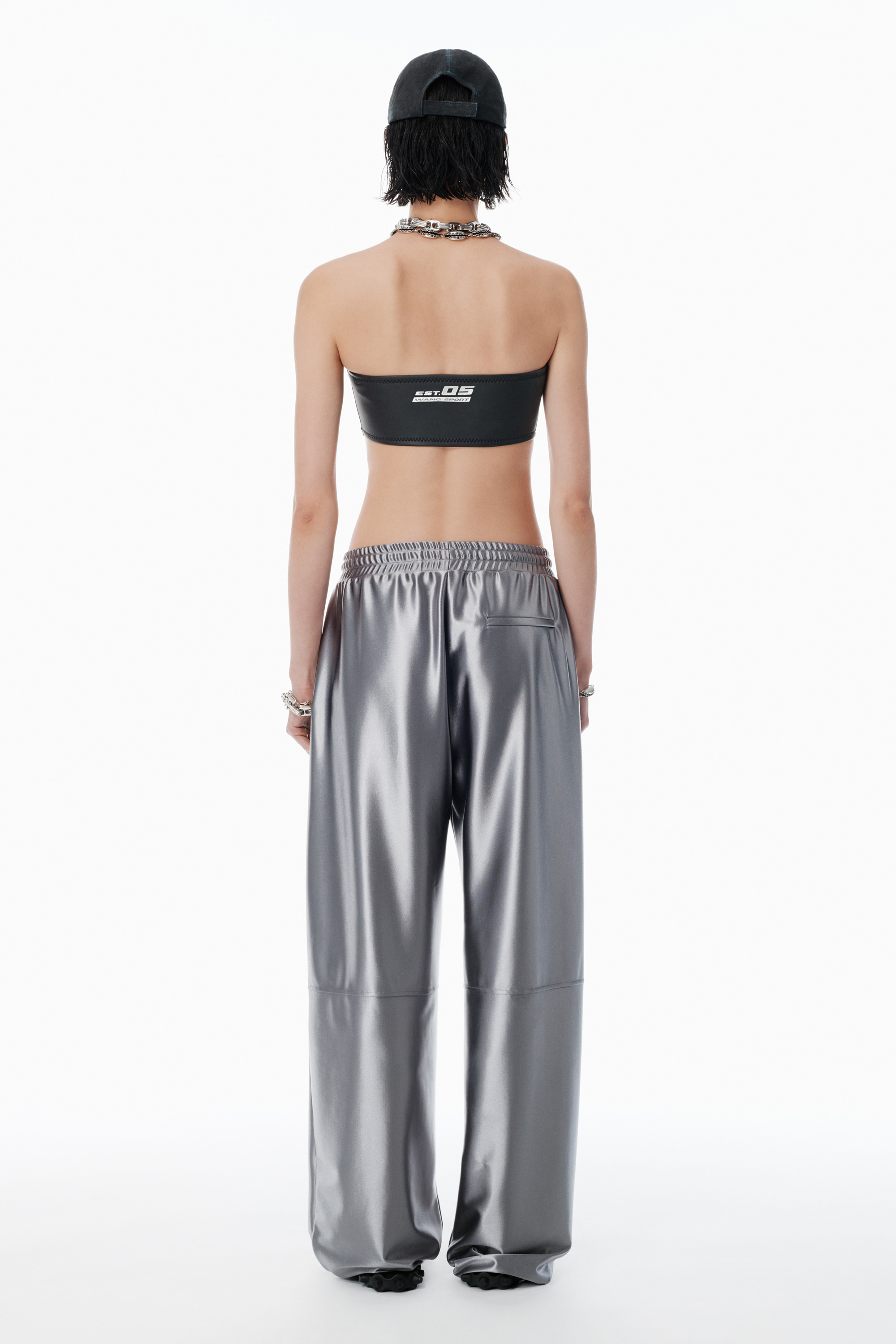 grey satin faille sweatpants - 4