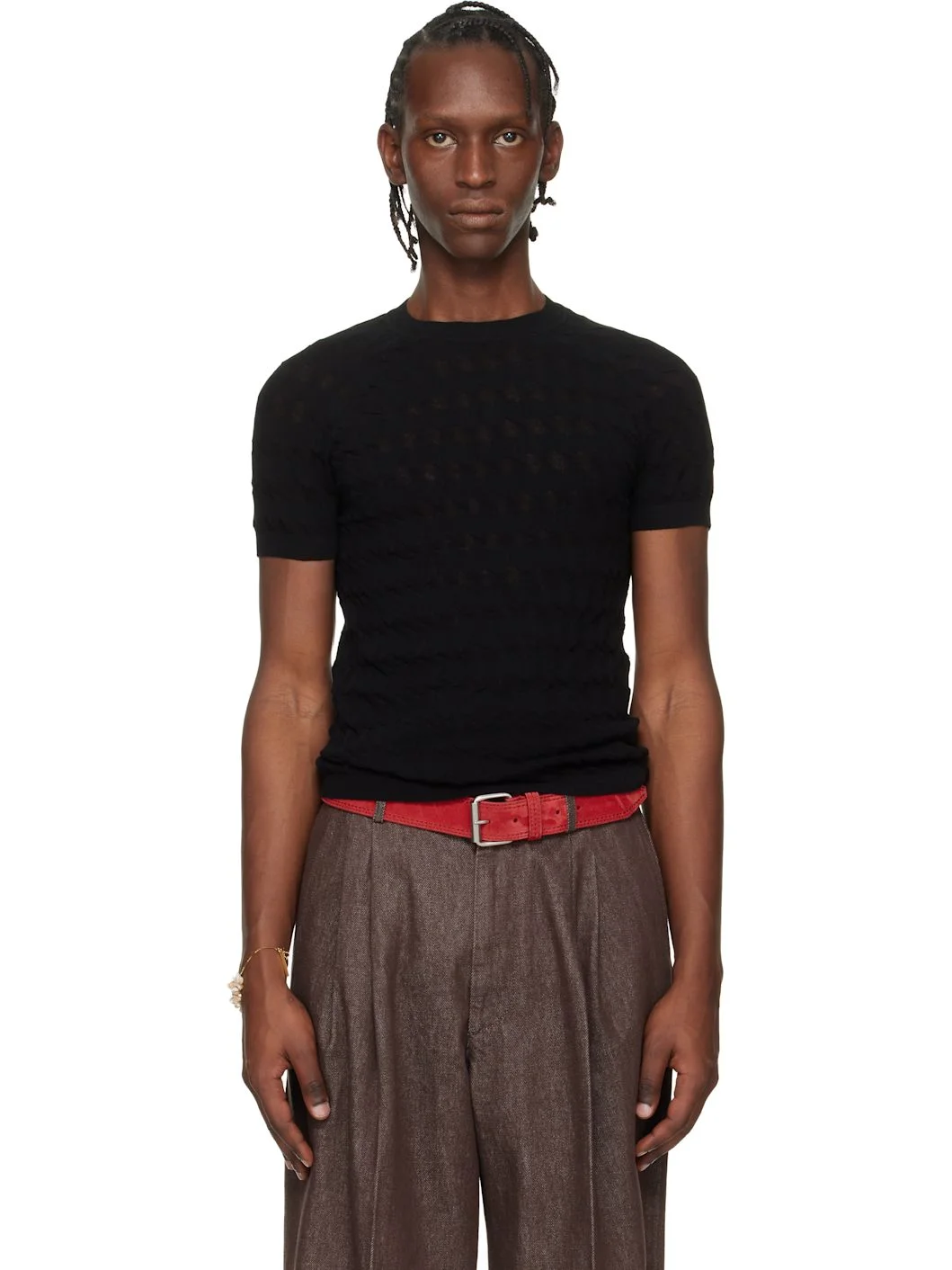 Black Jacquard Sweater - 1