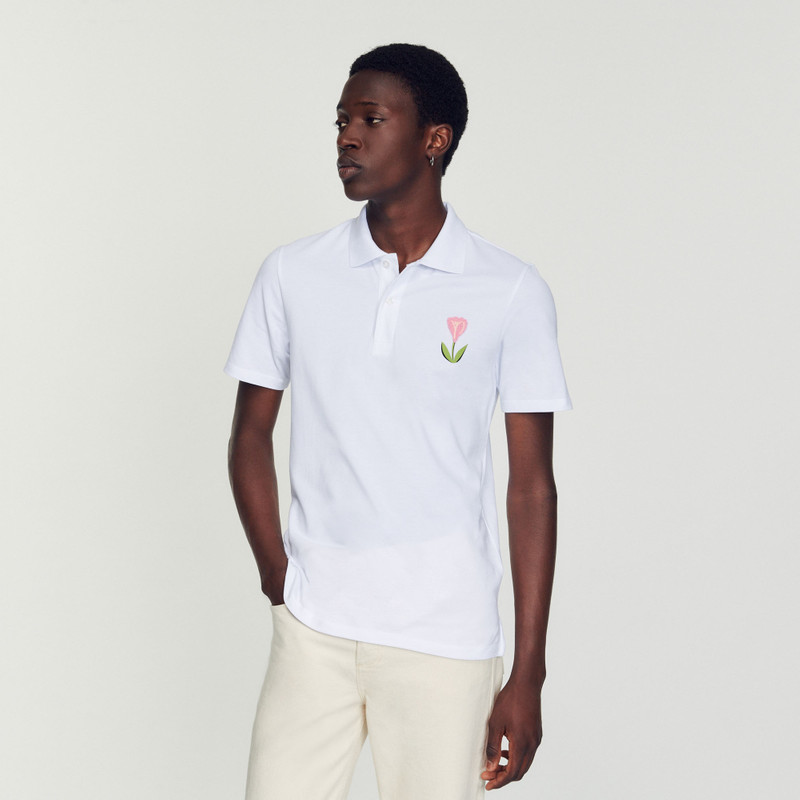 Sandro Embroidered tulip polo shirt outlook