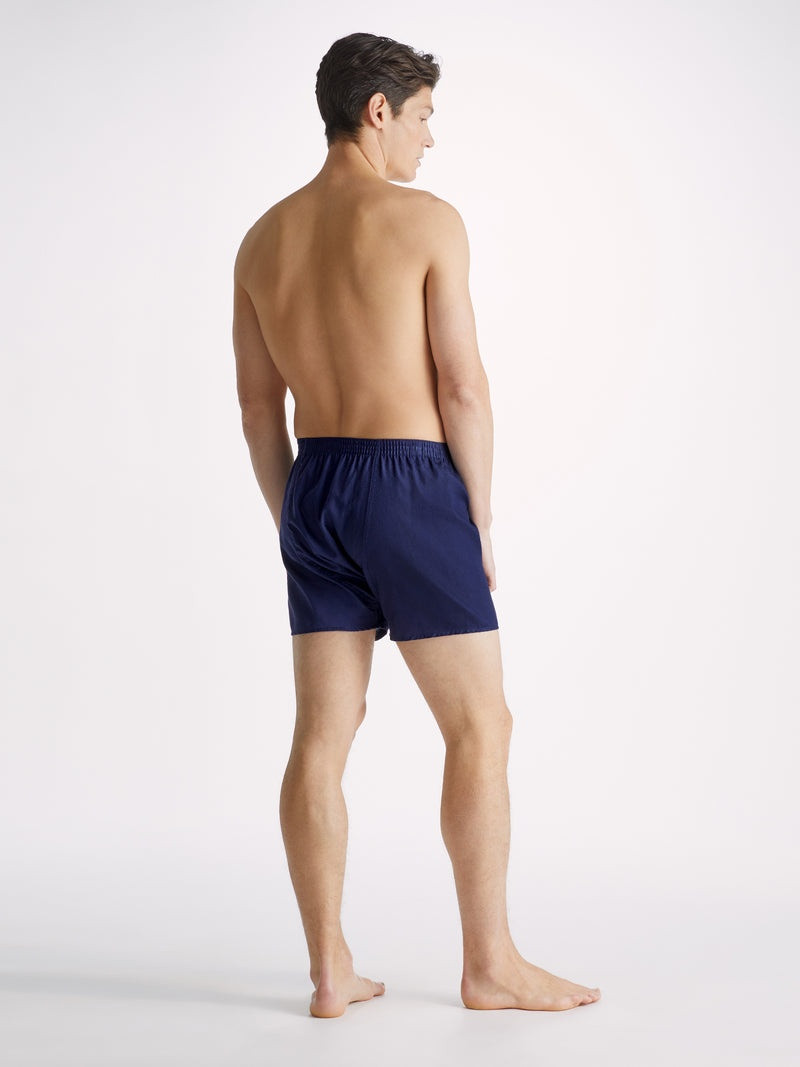 Derek Rose Men's Classic Fit Boxers Cotton Jacquard Navy Rose Star Pattern outlook