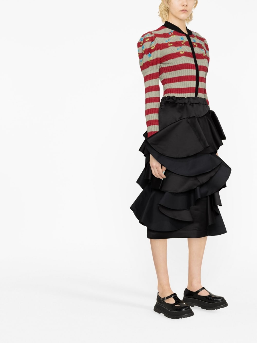 ruffled tiered midi skirt - 4