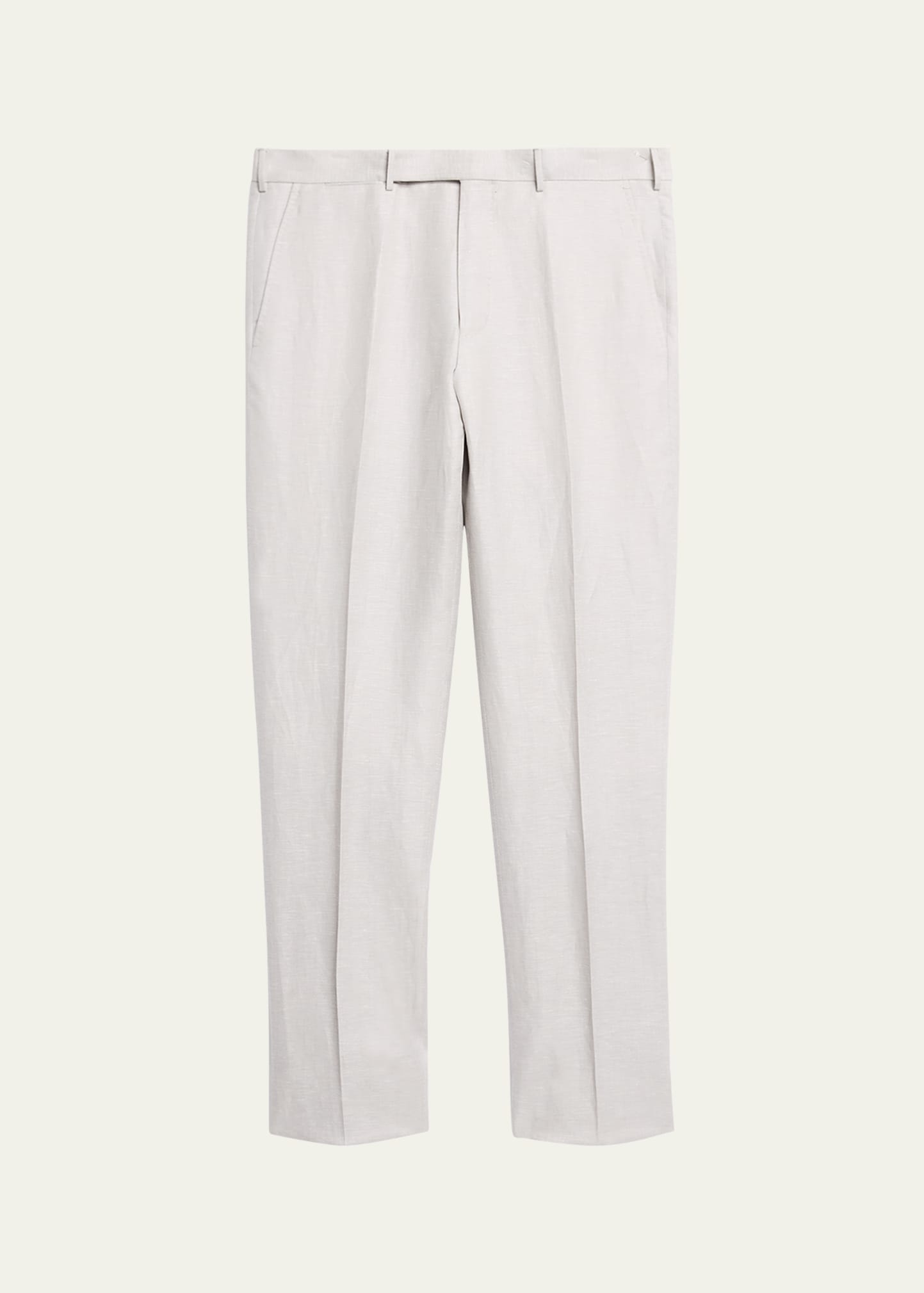 Men's Wool Linen Flat-Front Trousers - 1